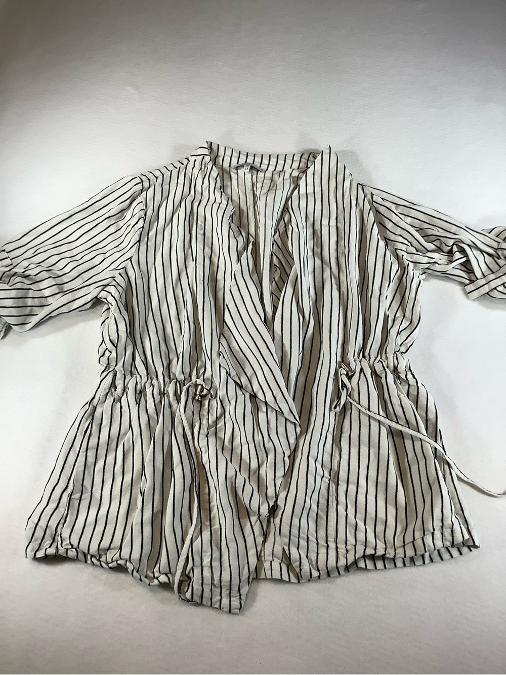 Skies Are Blue White and Black Striped Drawstring Wrap Tunic